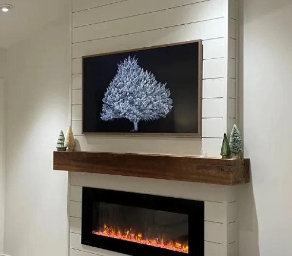 fireplace installed within wall