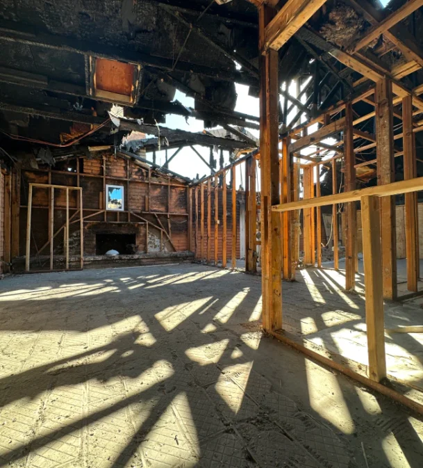 interior of burned house